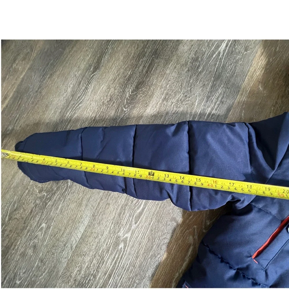 Ultimate Parka Jacket Boys Size 10/12 Navy Blue Faux Fur Hood Puffer Coat